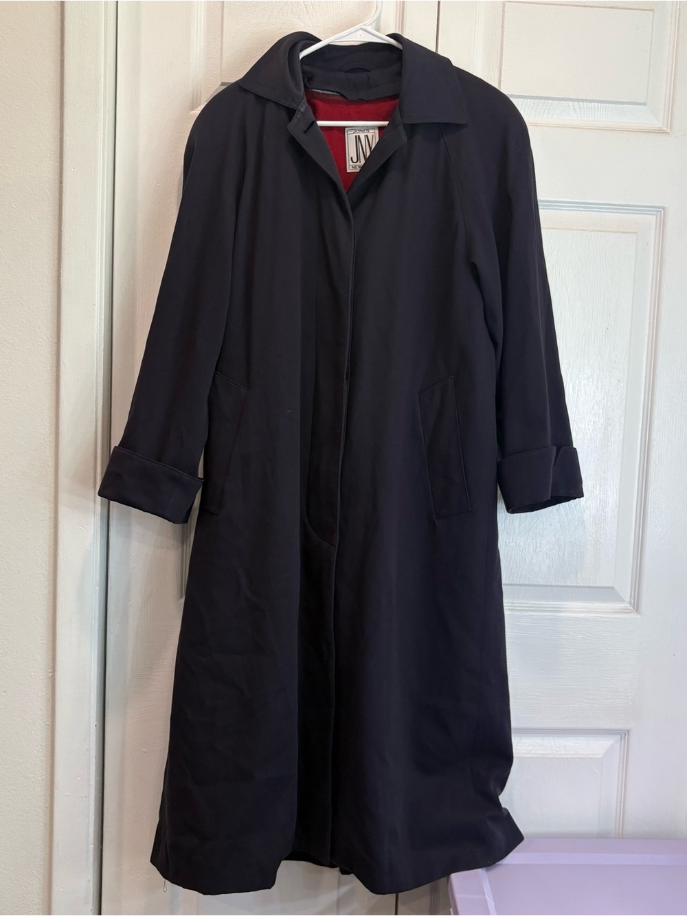 Vintage Jones New York Blue Button Up Trench Coat - Size Medium
